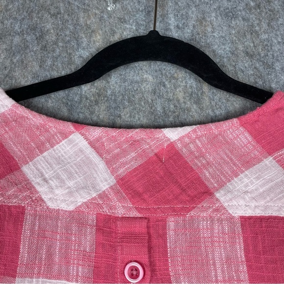 Cloth & Stone Linen Blend Button-Back Preppy Casual Fun Gingham Blouse - Sz M - Picture 10 of 16
